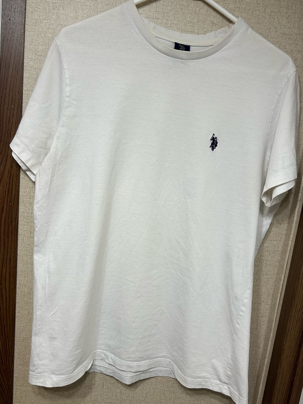 U.S. Polo Assn. White Short Sleeve Crew Tee with Navy Polo Logo